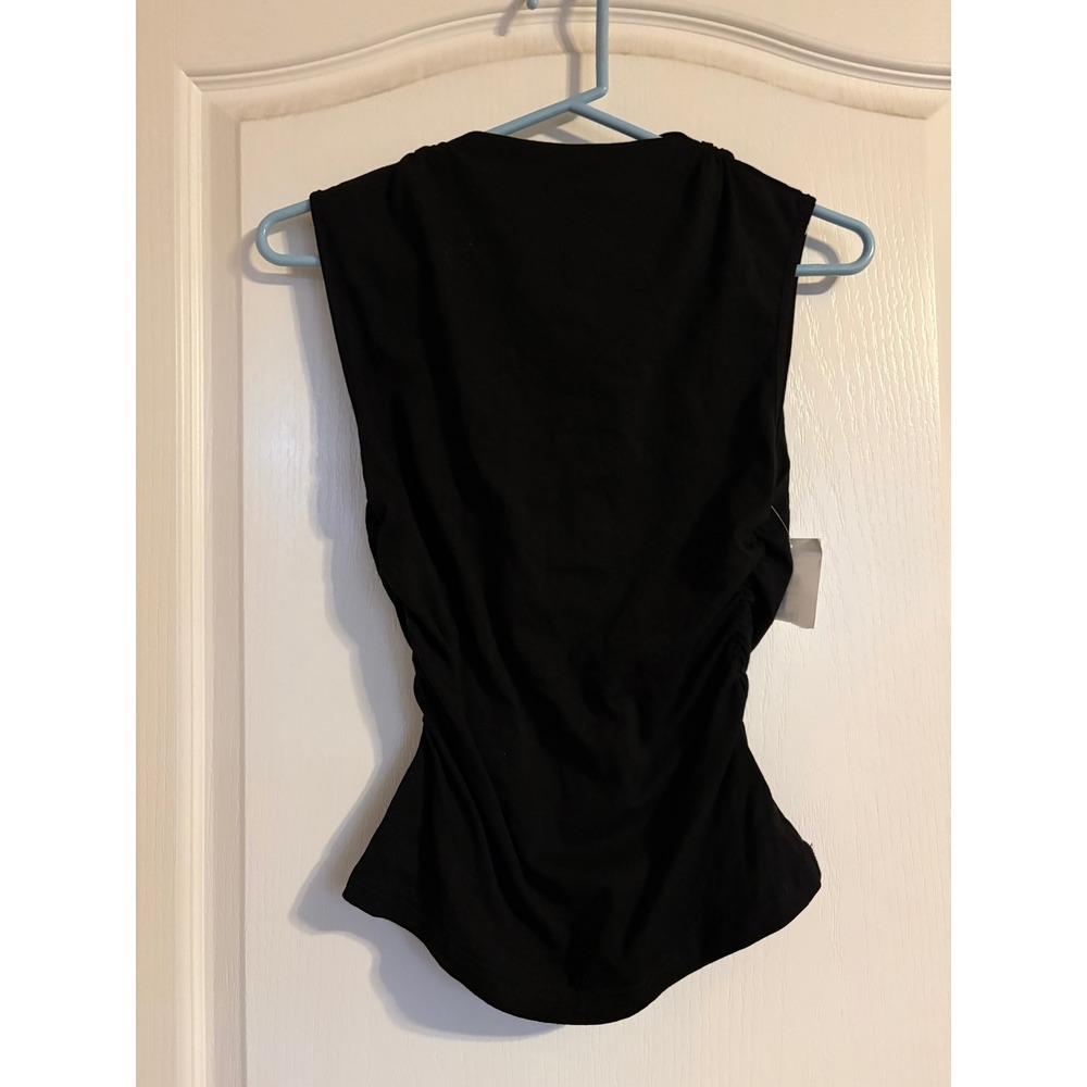 Petal + Pup Black Sleeveless Ruched High Neck Keyhole Back NWT Size S